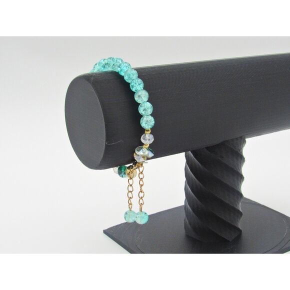 Source Unknown Jewelry - NWOT Turquoise & Gold Glass Beaded Bracelet – Boho Chic Stretch Style